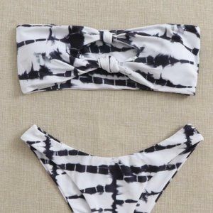 Tie Dye Knot Bandeau Bikini Swimsuit